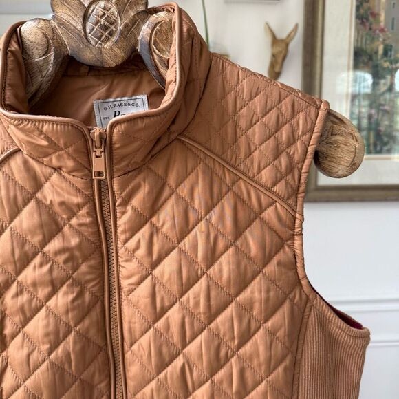 G.H. BASS Company Women's Caramel Brown Quilted Full Zip Vest L - Picture 3 of 8